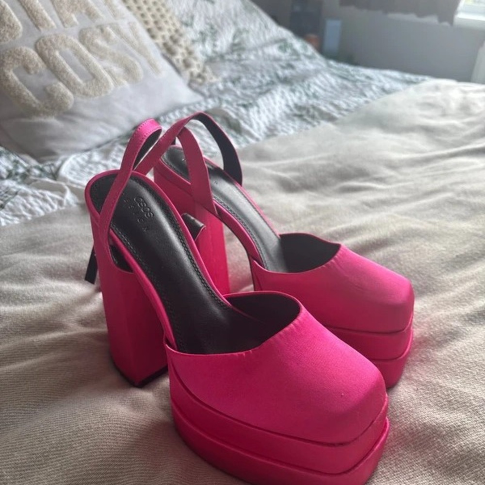 H&M Hot Pink Platform Slingback Pumps